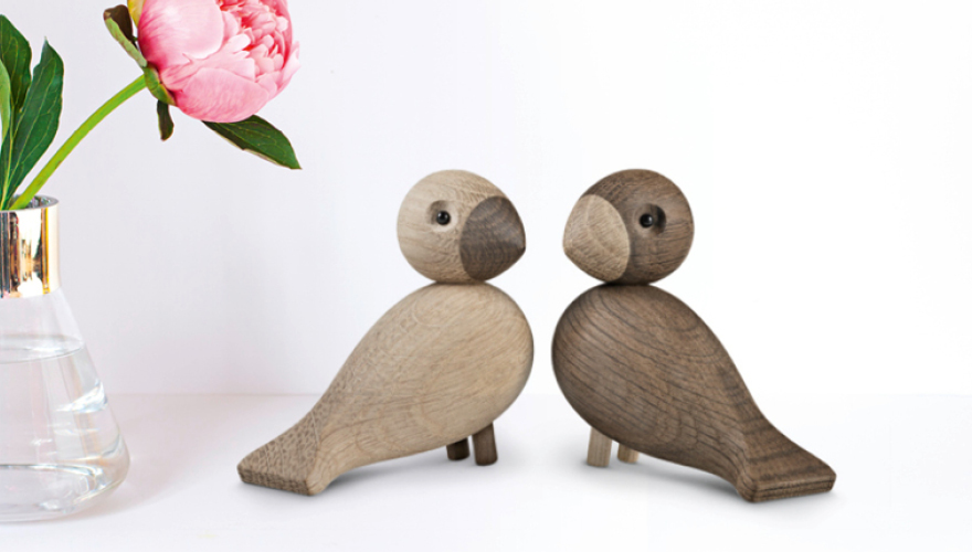 2 Holzfiguren 'Turteltauben' von Kay Bojesen