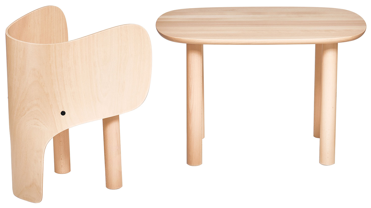 2-teiliges Kinder-Tischset "Elephant Chair / Elephant Table", Holz - Design Marc Venot von EO Denmark