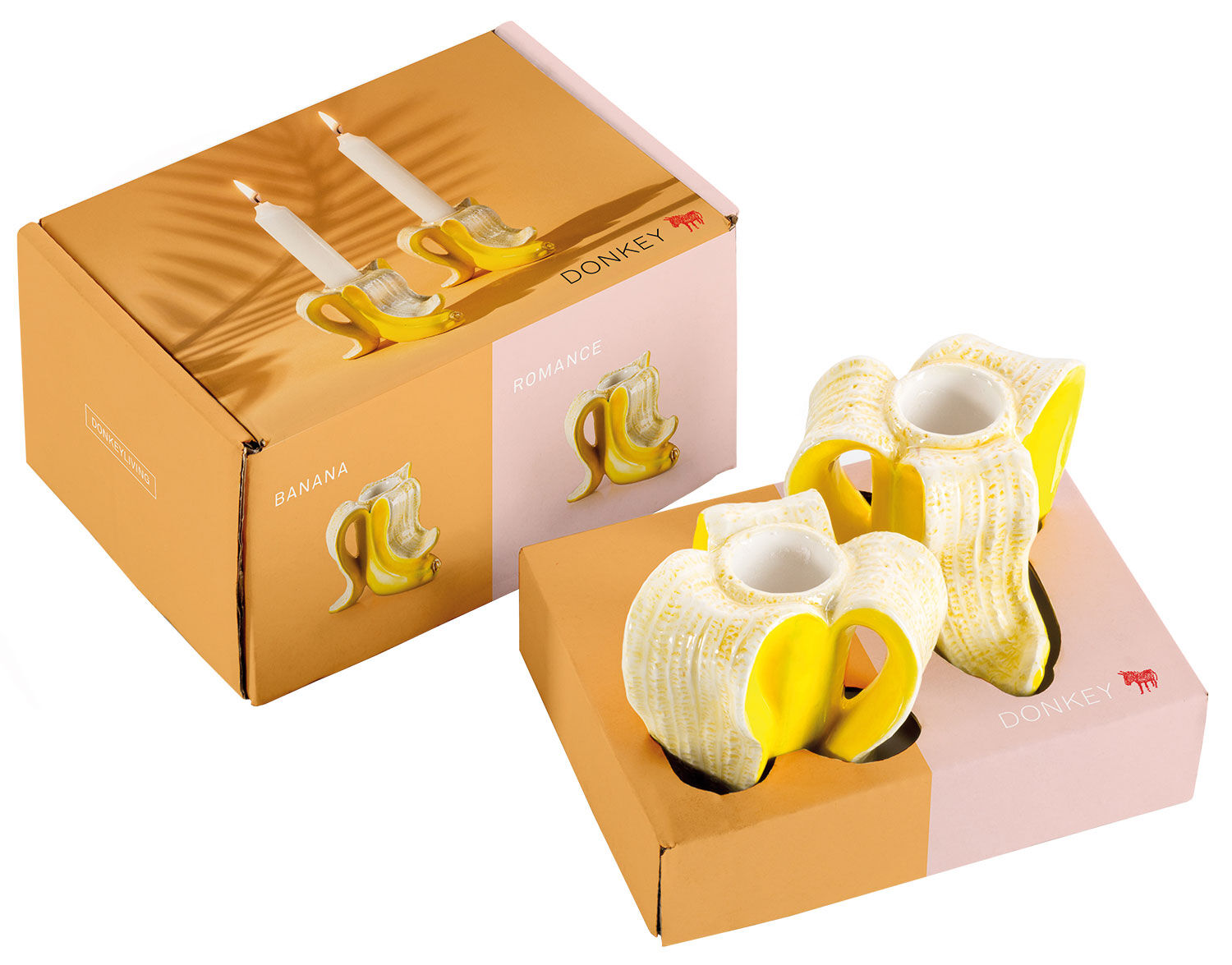 Kerzenhalter-Set "Banana Romance", Keramik