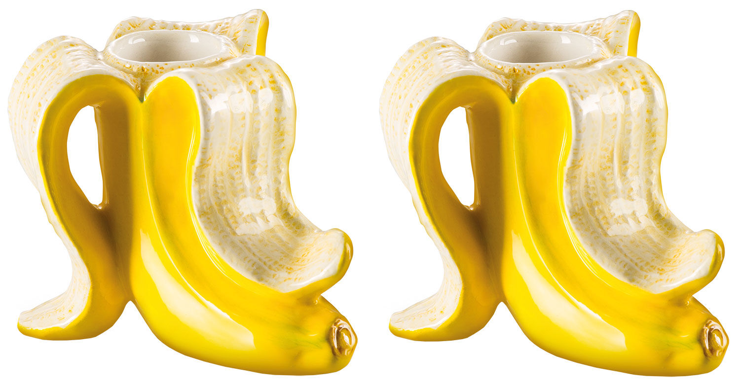 Kerzenhalter-Set "Banana Romance", Keramik