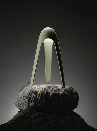 LED-Tischlampe "Cyborg", Version in Mint - Design Karim Rashid von Martinelli Luce