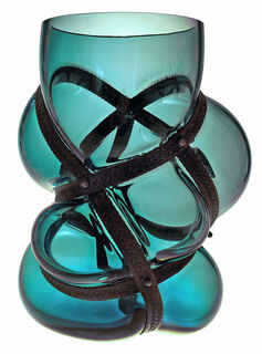 Vase "Fire Blue", Glas/Metall