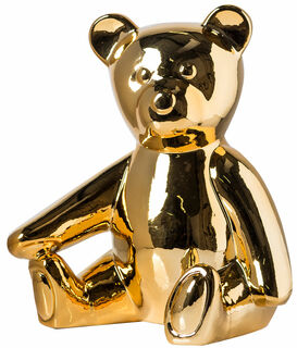 Spardose "Golden Bear", Porzellan goldfarben glasiert
