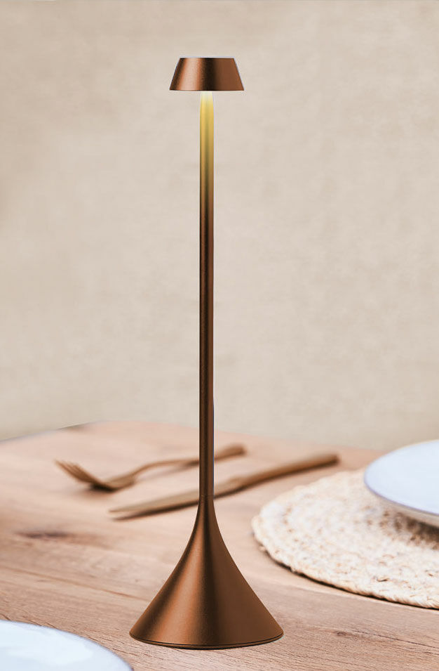 Kabellose LED-Tischlampe "Steli", Version in Metallic-Bronze - Design Manuela Simonelli & Andrea Quaglio von Lexon
