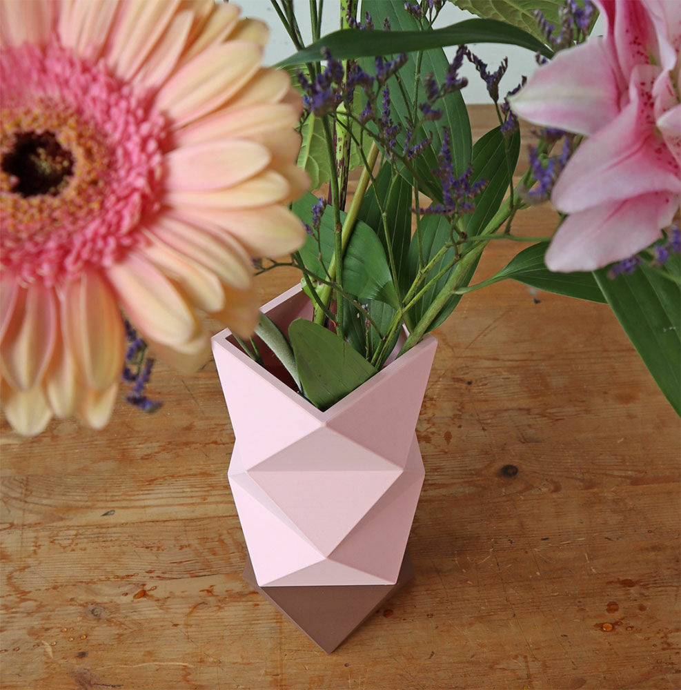 Vase "Origami Rosé Braun" (ohne Deko), große Version von KLOQ