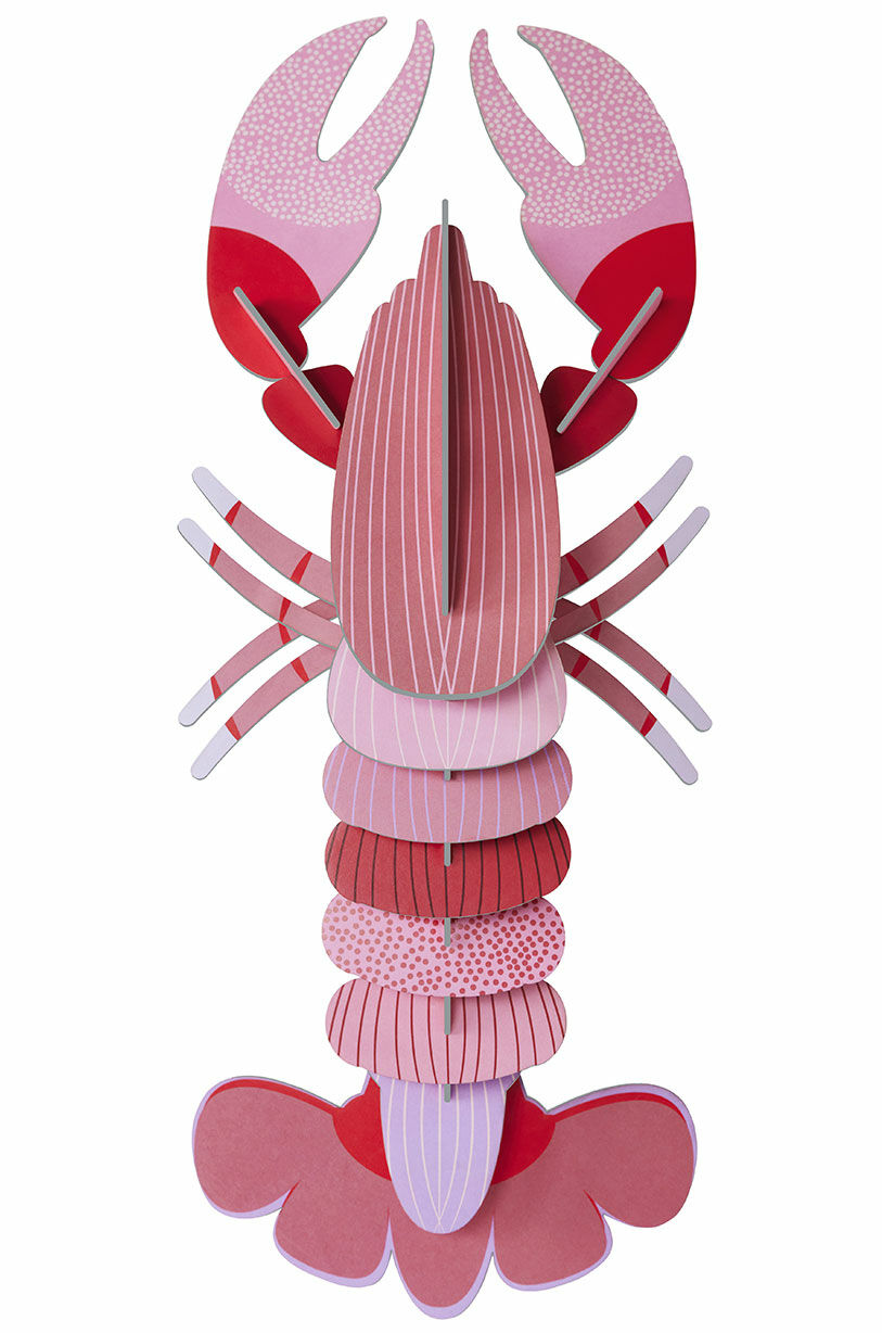 3D-Wandobjekt "Deluxe Pink Lobster" aus recyceltem Karton, DIY von studio ROOF