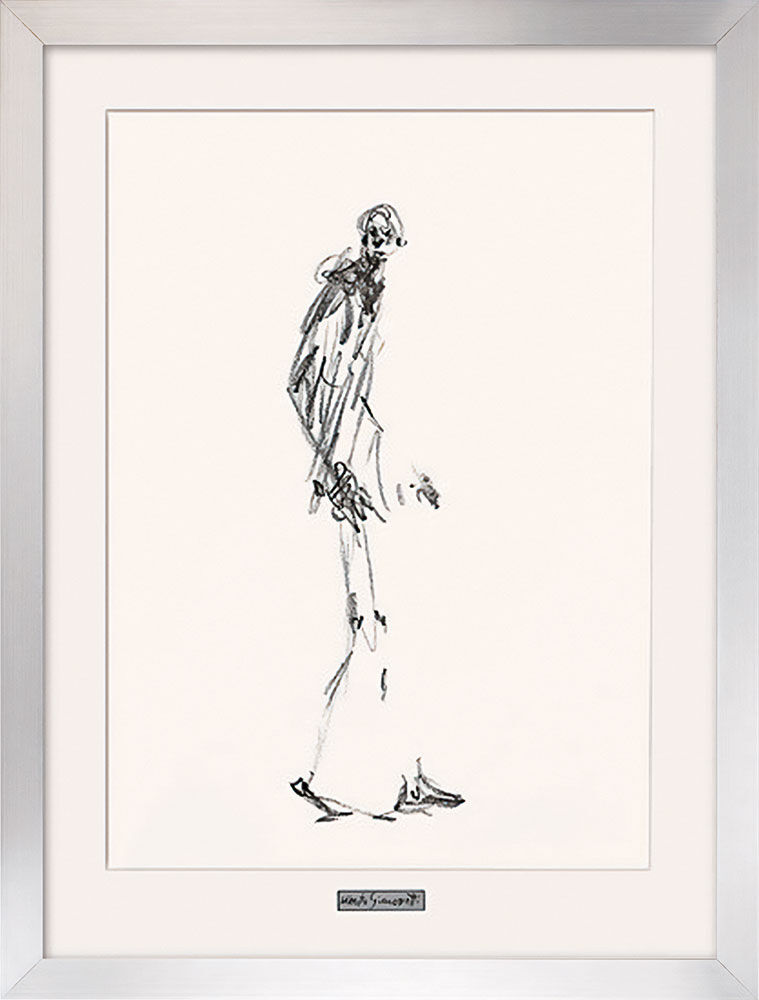 Bild "Dessin II (Schreitender Mann)", gerahmt von Alberto Giacometti