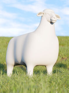 Designhocker / Beistelltisch "The Sheep" in Lebensgröße (In- und Outdoor), cremeweiße Version von Goodnight Light