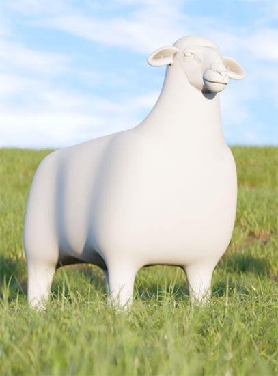 Designhocker / Beistelltisch "The Sheep" in Lebensgröße (In- und Outdoor), cremeweiße Version von Goodnight Light