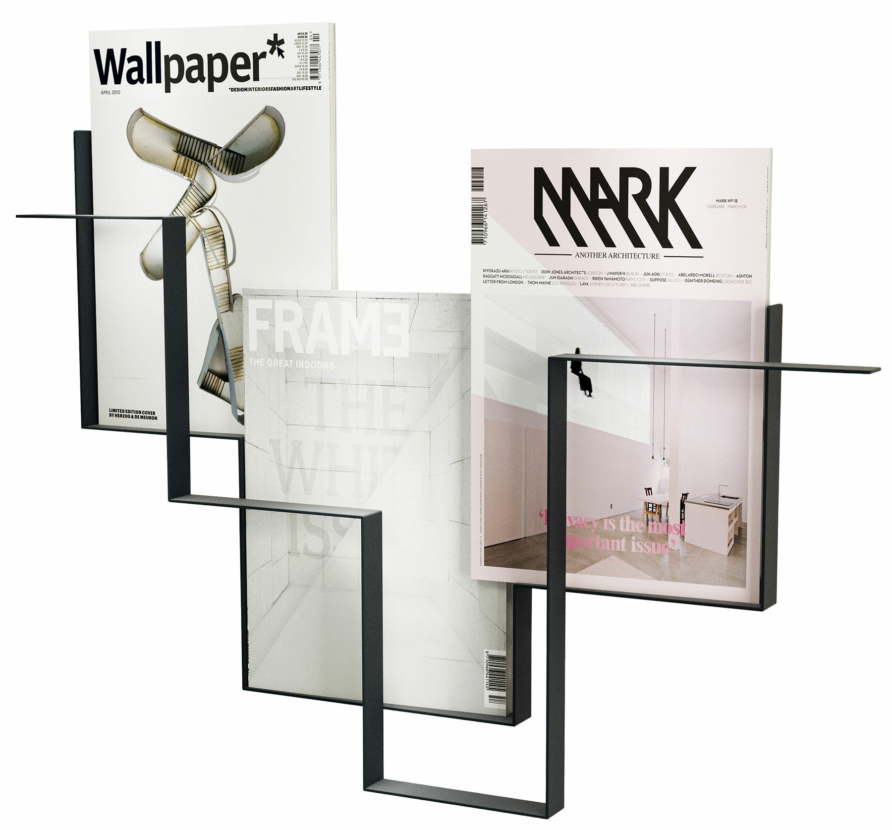 Wand-Zeitschriftenhalter "Guidelines" (ohne Deko), Version in Anthrazit von Frederik Roijé Design