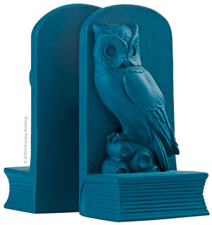 2-teilige Buchstütze "Owl blue"