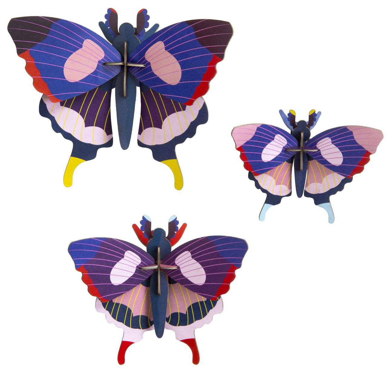3D-Wandobjekte "Swallowtail Butterflies" aus recyceltem Karton, DIY, 3er-Set von studio ROOF