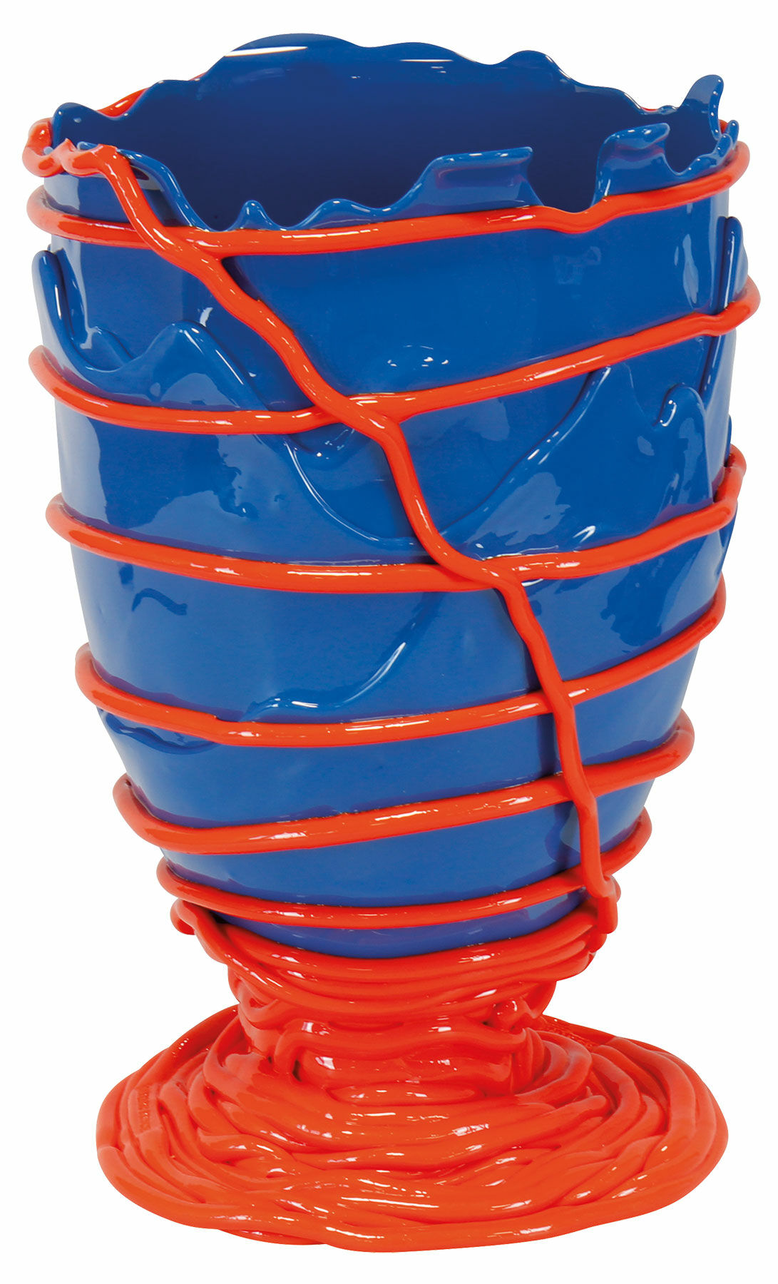 Vase "Pompitu II blau-orange", Silikon von Fish Design by Gaetano Pesce