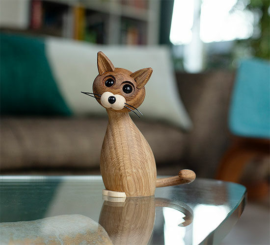 Holzfigur "Lucky the Cat" - Design Chresten Sommer von Spring Copenhagen