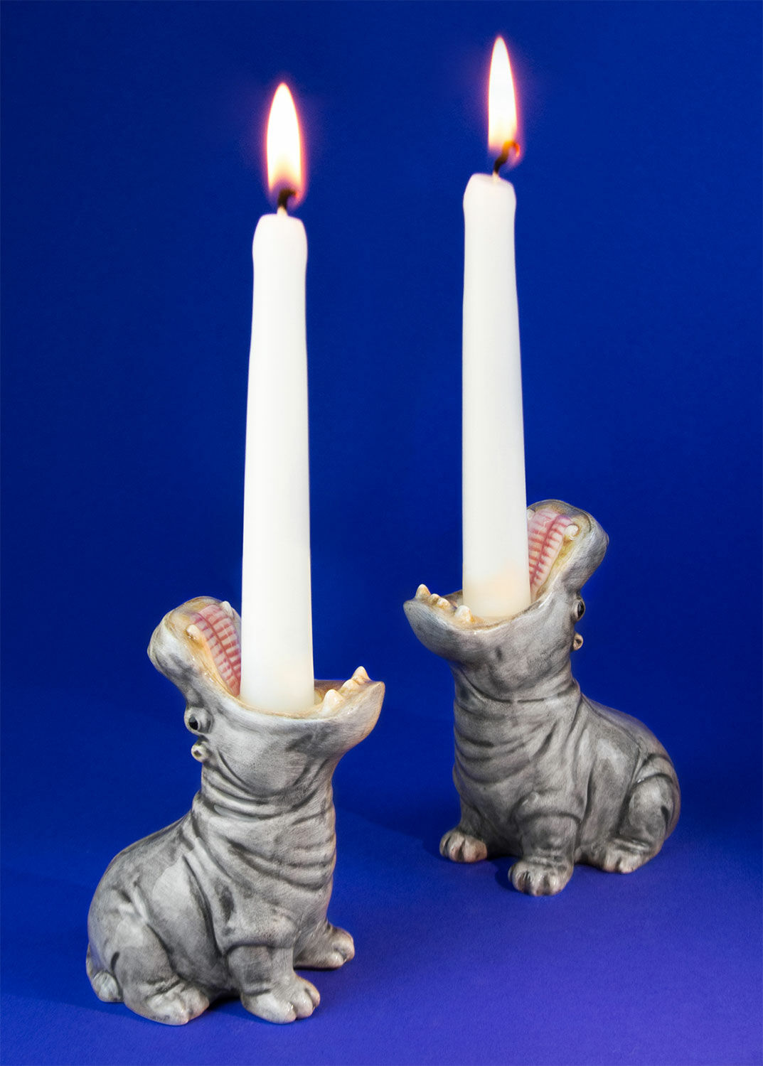Kerzenhalter-Set "Hungry Hippos", Keramik