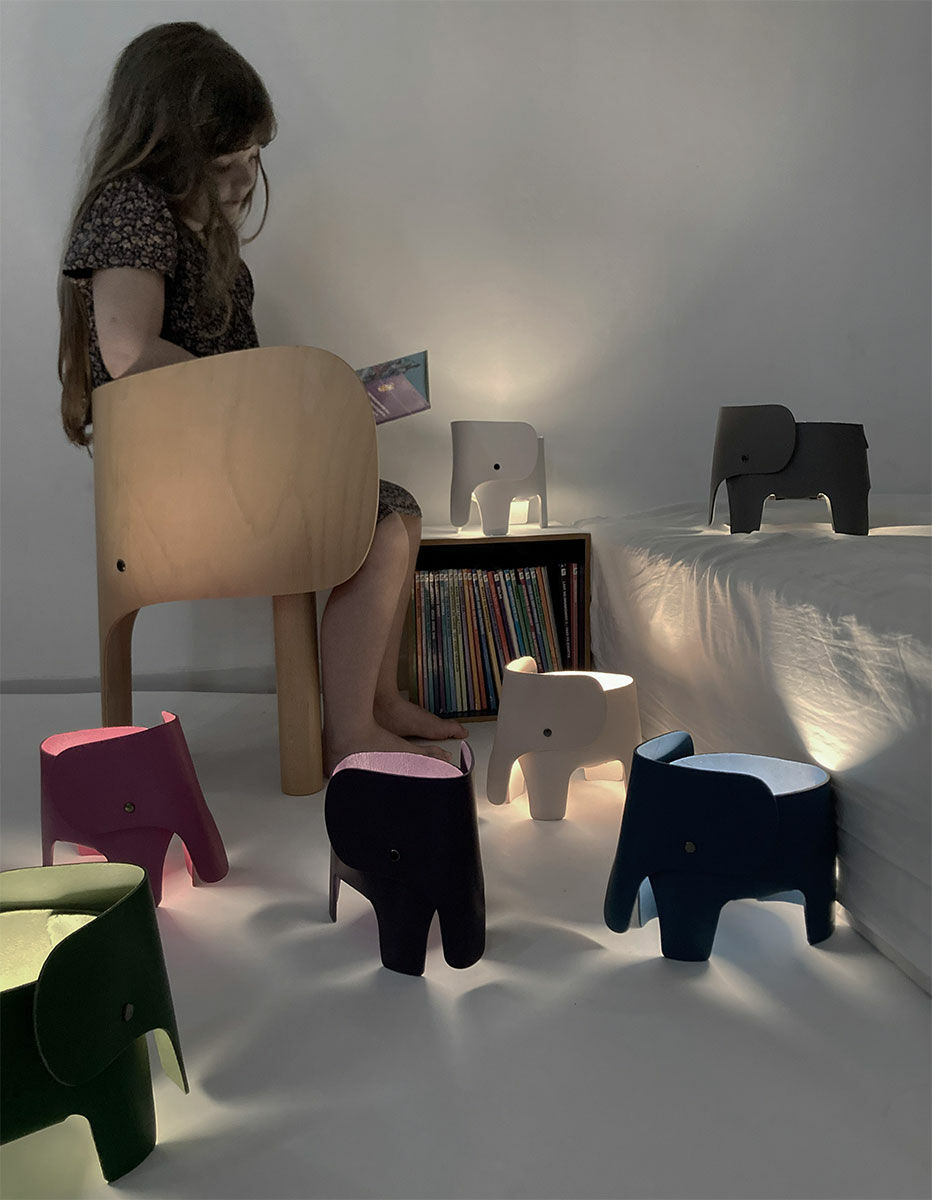 Kabellose LED-Dekolampe "ELEPHANT LAMP lila", dimmbar - Design Marc Venot von EO Denmark