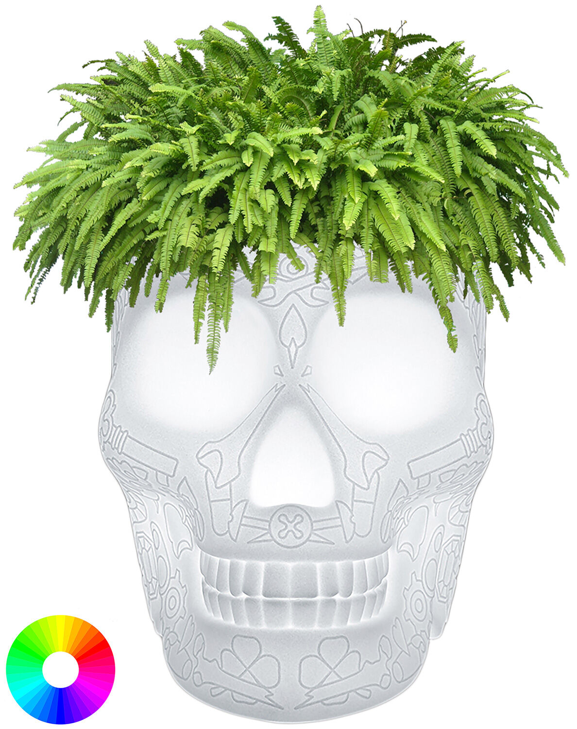 Kabellose LED-Designerlampe / Pflanzkübel "Mexican Skull" mit Farbwechsel - Design Studio Job von Qeeboo