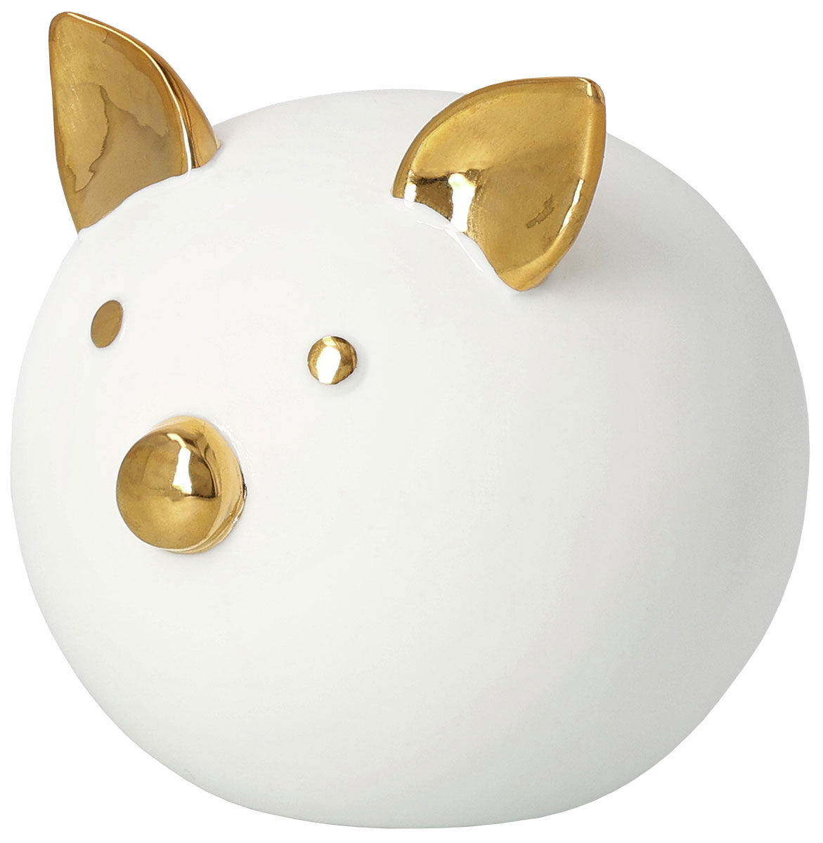 Spardose "Schwein", Porzellan mit Golddekor von Trevoly