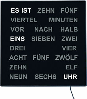 Wand-/Tischuhr "Word Clock" mit Zeitanzeige in deutschen Wörtern