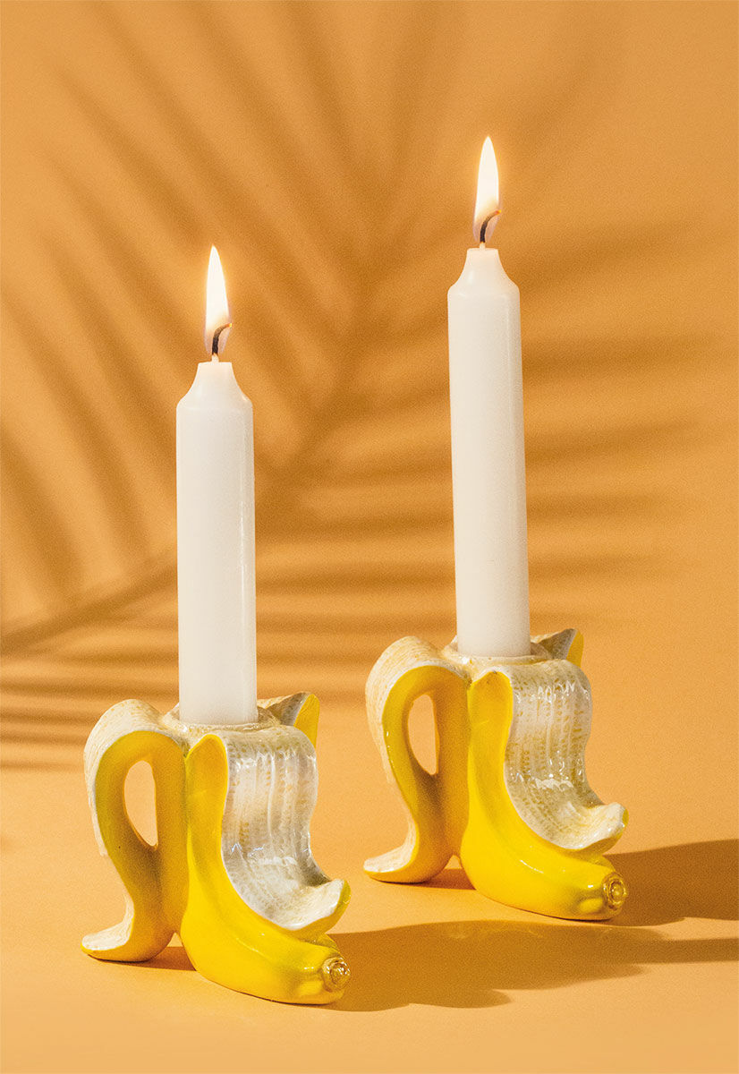 Kerzenhalter-Set "Banana Romance", Keramik