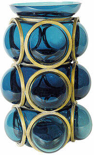 Vase "Charming Blue", Glas/Metall