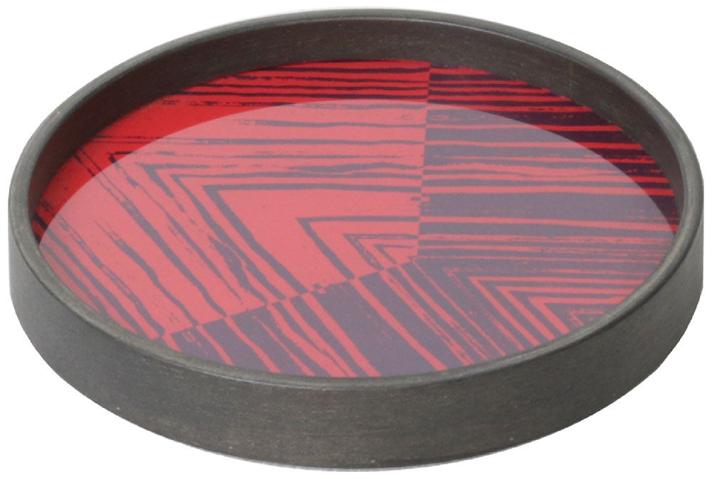 Tablett "Rimi" mit Hinterglas-Dekor von Notre Monde