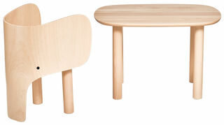 2-teiliges Kinder-Tischset "Elephant Chair / Elephant Table", Holz - Design Marc Venot